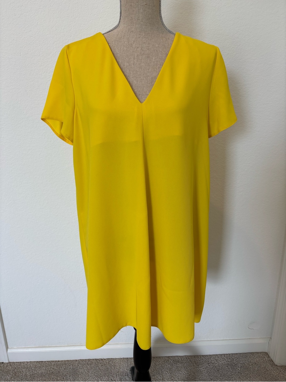 Zara Bright Yellow V-Neck Mini Dress